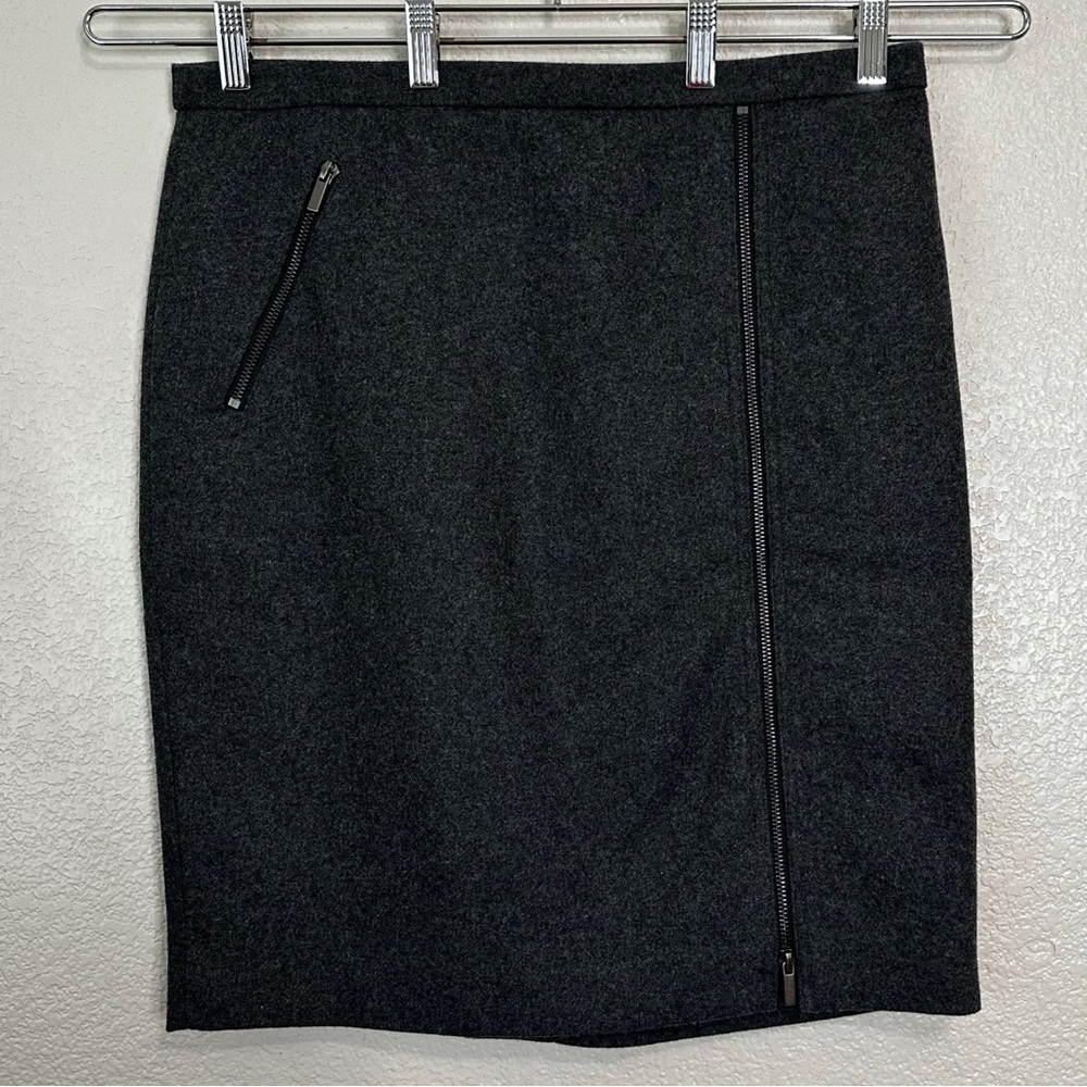 J. Crew Wool Blend Zip Up Gray The Pencil Skirt, Size 12